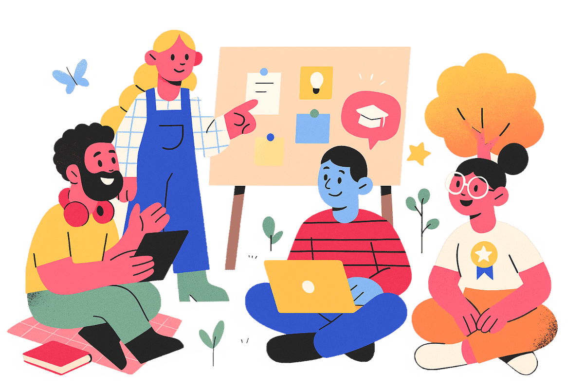 Students using PathPiper education social platform on laptop